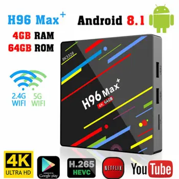 

H96 MAX+ Plus Andriod 8.1 TV Box 4GB 32GB/64GB Quad-Core WIFI USB3.0 4K Player+HDMI Cable+Remote Controller+Power Adaptor 20A07