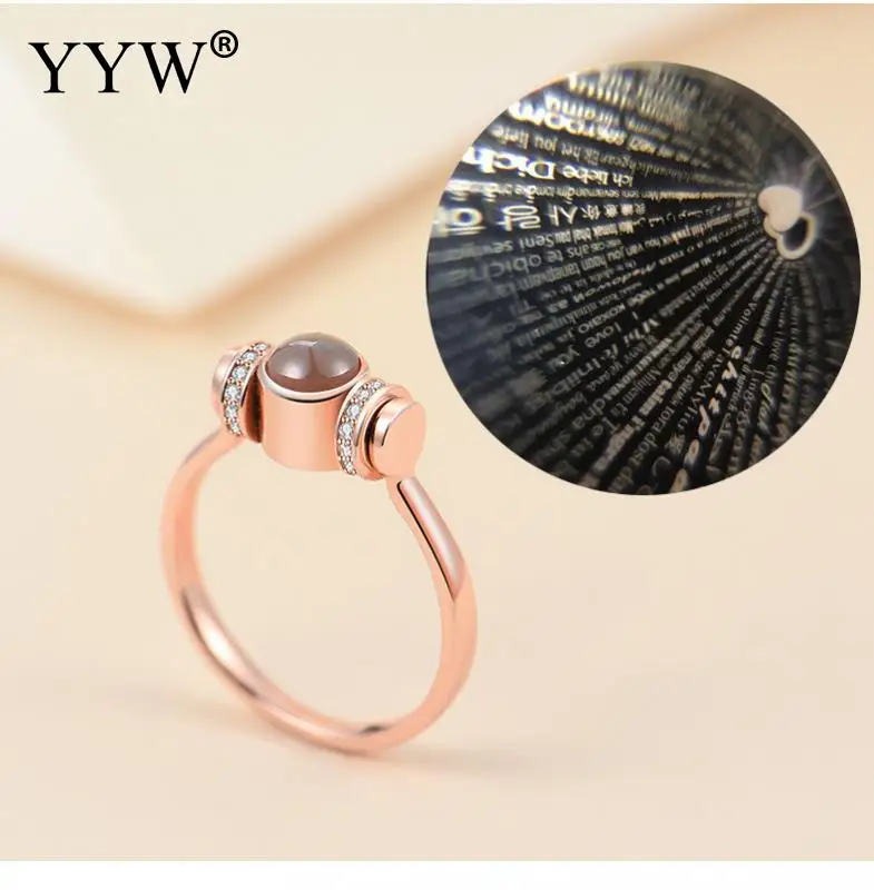 

YYW 2019 New Projection I Love You 100 Language Rings For Women Girls Silver Rose Gold Ring Fashion Lover Gifts Wedding Jewelry