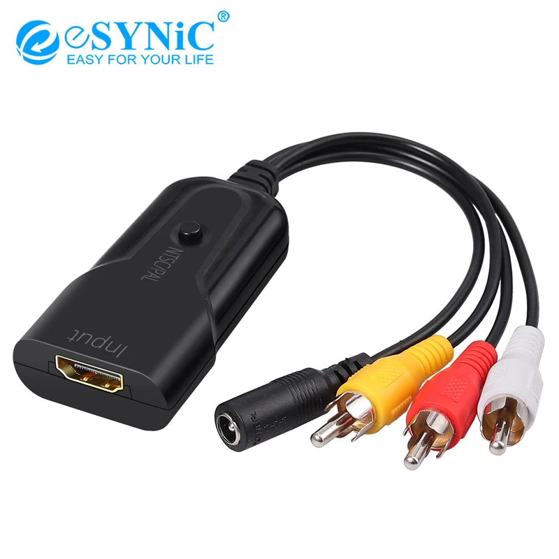 ESYNiC HDMI в AV CVBS RCA конвертер адаптер с USB кабелем 1080p Поддержка NTSC PAL для PS3 DVD VHSVCR |