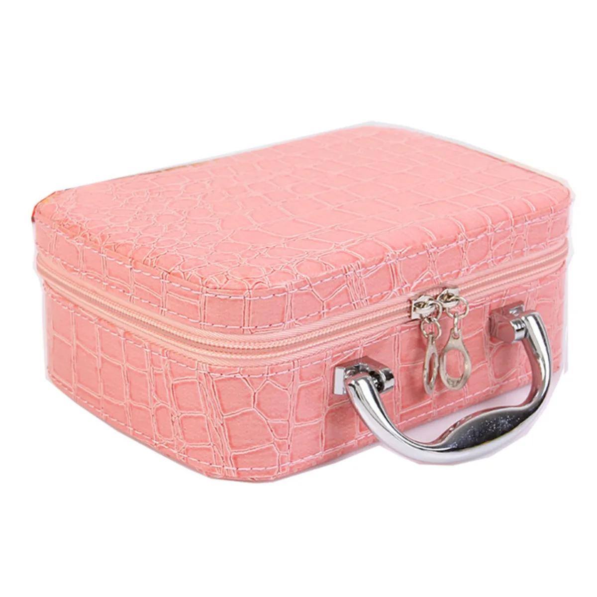 Synthetic Leather Travel Makeup Bag Cosmetics Female Red Make Up Toilet Organizer Road Case For Women Beautiful Stone Box Zipper