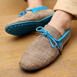 2018 модные дропшиппинг мужские туфли дышащие Модные Тканые повседневные туфли мягкие на шнуровке удобные мужские лоферы на плоской подошве