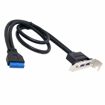 

Jimier CY 50cm Dual Port USB 3.0 to Motherboard Mainboard 20pin Header Cable w/ Rear PCI Short Low Profile Bracket