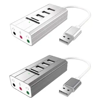 

Multi-Function Hub USB2.0 to 3*USB2.0 + Headphone + Mic Ports Sound Card