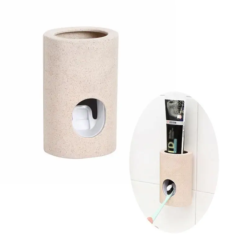 

Automatic Wheat Straw Automatic Toothpaste Dispenser Wall Mounted Set Squeezers Tooth Automatic Toothpaste Dispenser Holder