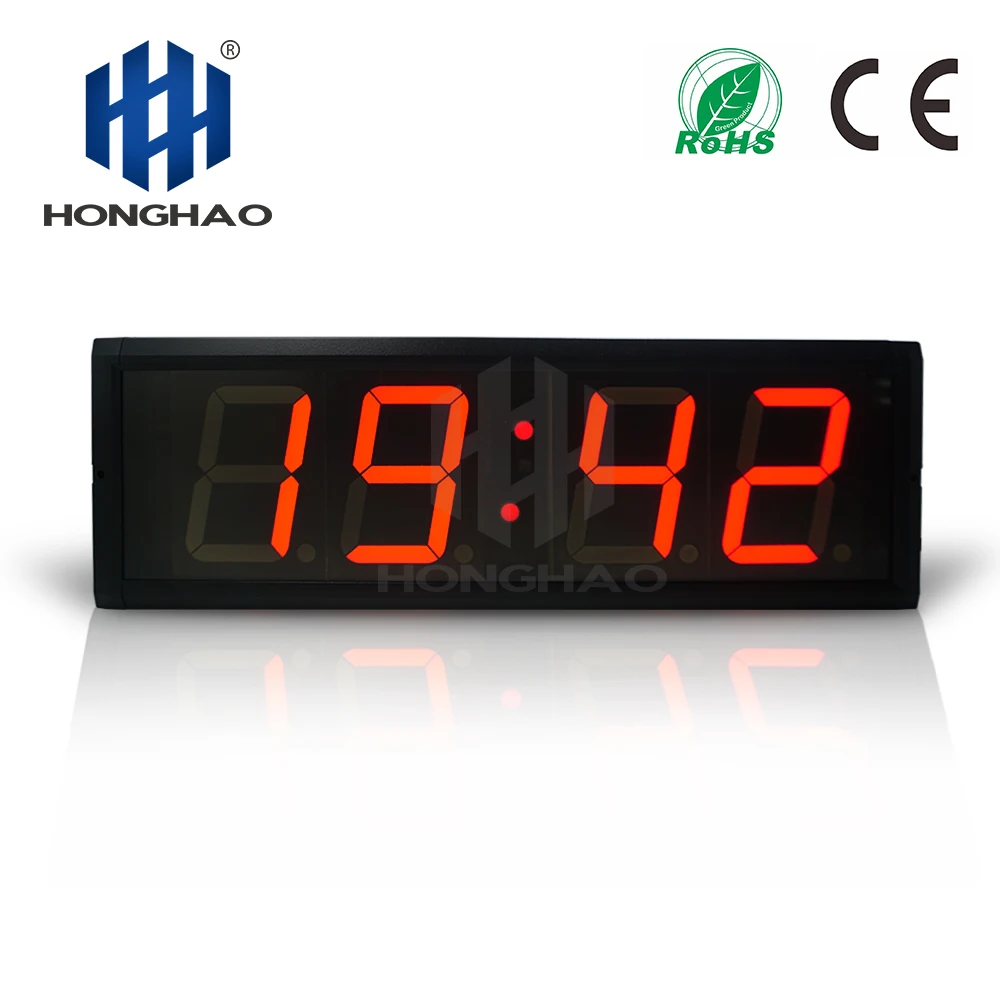 " 4 цифры большие светодиодные часы с Секундомер с остановом Honghao
