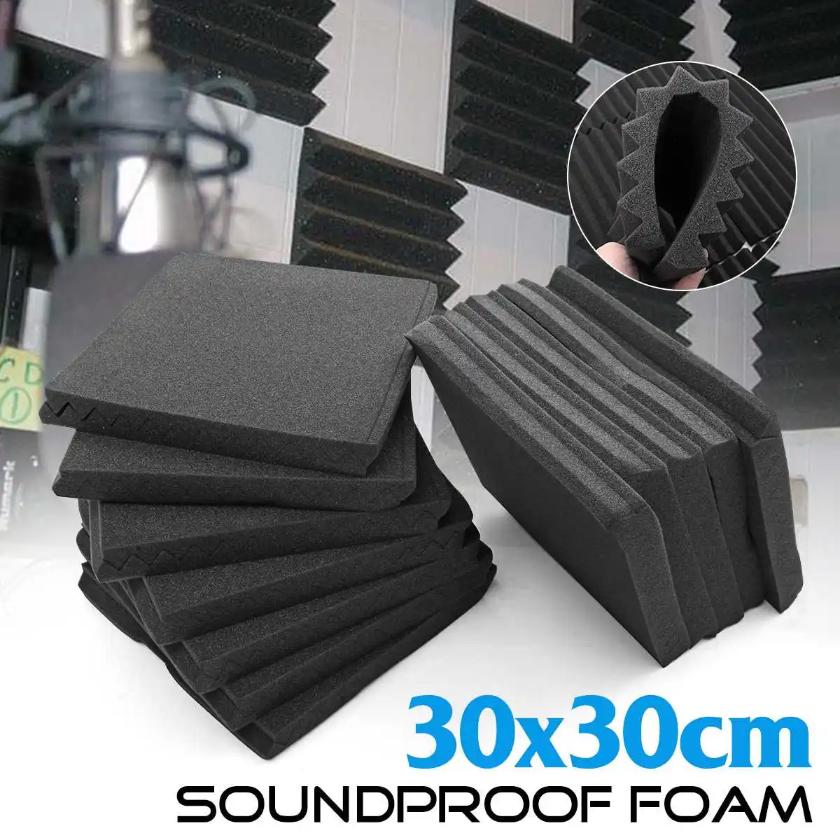 24Pcs Soundproofing Foam Acoustic Studio Room Noise Sound Absorption