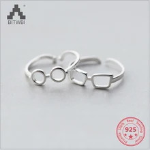 

New Design 925 Sterling Silver Creative Mix Personality Hollow Glasses Open Ring Fine Jewelry