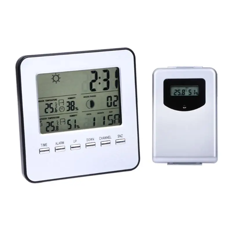 

Wireless Digital Indoor/Outdoor Weather Station Temperature Humidity Meter Sensor Hygrometer Clock Alarm Digital Thermometer New