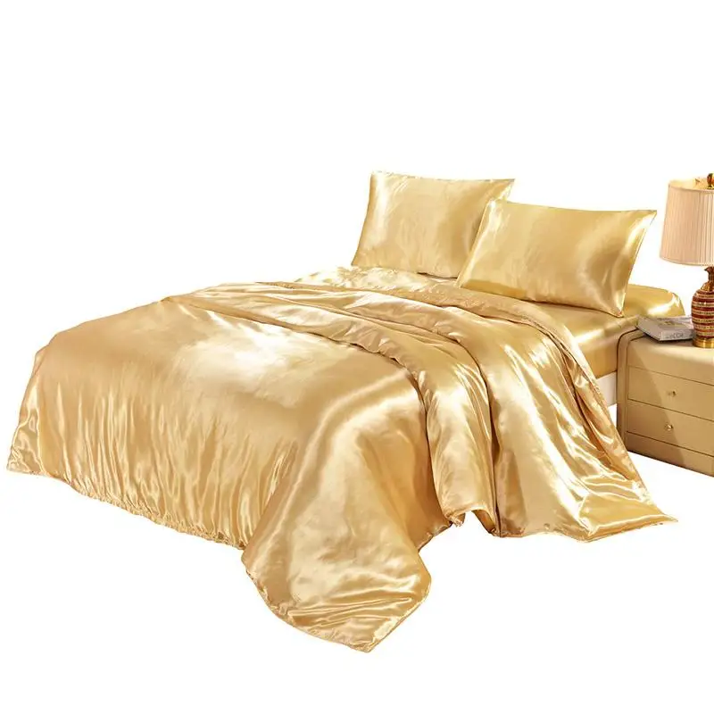 

Camel Ice Silk Bed Sheets Duvet Cover Fitted Sheet Pure Color Bedding Article Sets High Quality Quick Delivery