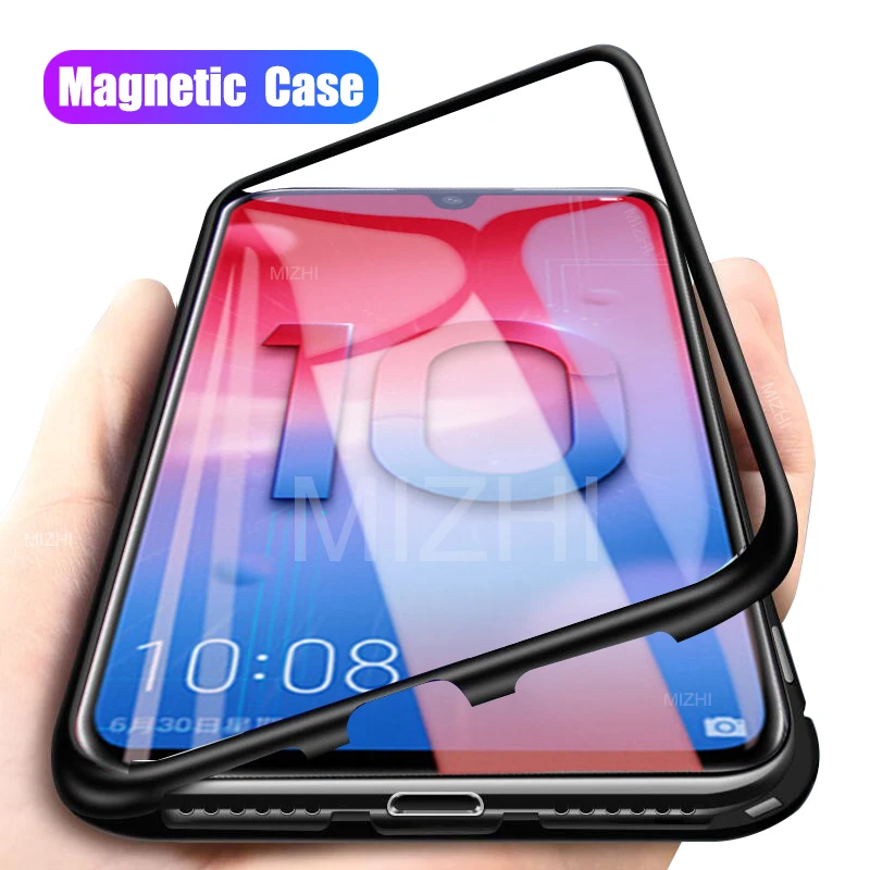

Magnetic Adsorption Case For Huawei Honor 10 Lite 8x Play P30 Light Mate 20 Pro Y9 2019 10lite Tempered Glass Back Magnet Cases