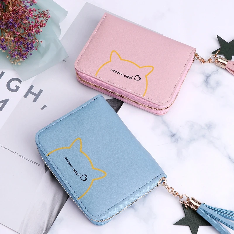 

Korean Version Tide Ladies Wallet Coin Bag Simple Cartoon Cute Animal Print Zipper Purse Short Paragraph Purse Card Package