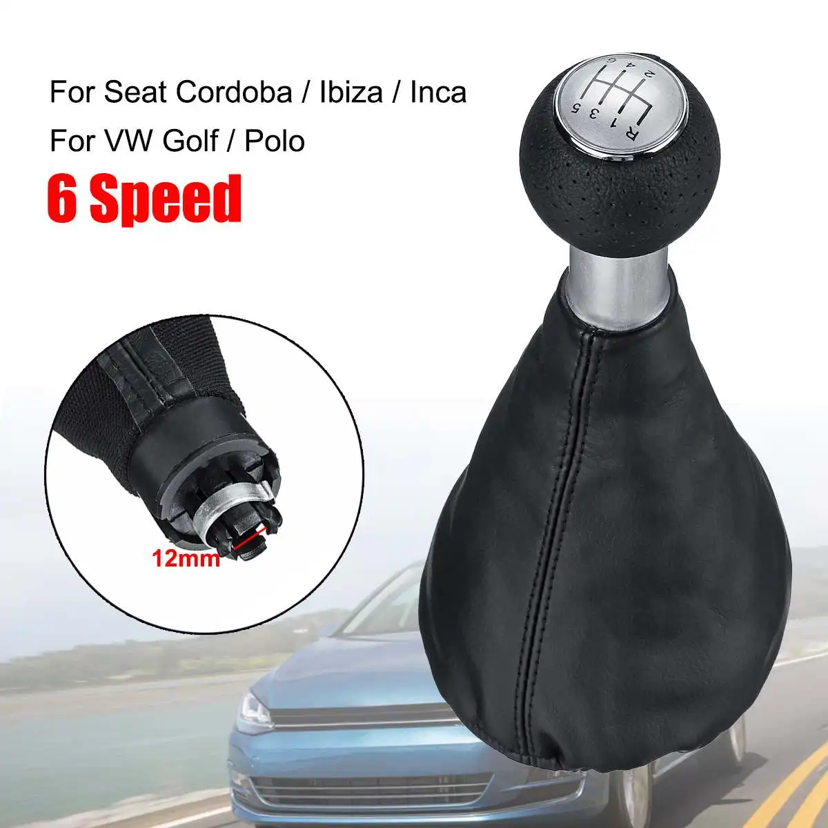 

6 Speed Manual Car Gear Shift Knob Boot Gaiter Shifter Lever Stick For VW for Polo Golf MK4 Seat IBIZA