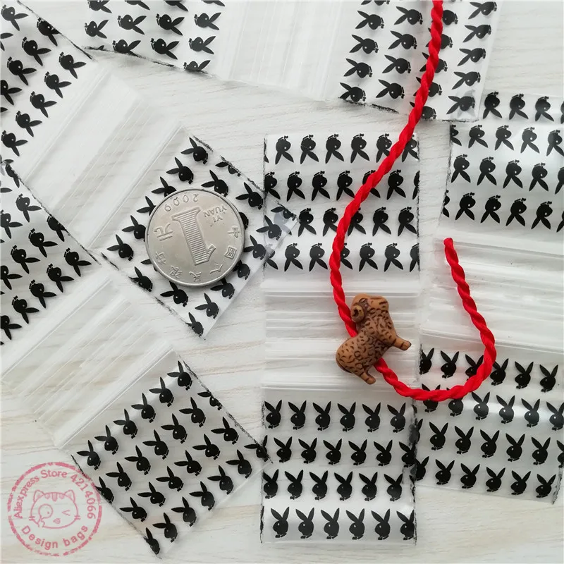 

4 sizes Baggies Ziplock 100pcs Bags Bunny Rabbit Design Brand Plastic Poly Printed Bggies 50pcs Zipper Poly bags