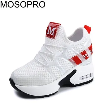 

MOSOPRO Shoes Women Shoes 8CM White Sneakers Spring Running Shoes Woman Height Increasing Sneaker Summer Tennis Shoes Mesh S067