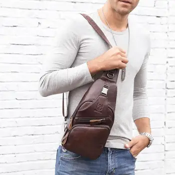 

Vintage Women Men Waist Chest Back Pack Genius Leather Cowhide Travel Crossbody Messenger Shoulder Strap Bag Pack Male Mochila