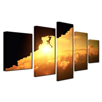 

Canvas Prints Pictures Wall Art Framework Home Decor 5 Pieces X-Games Exercise Rock Climbing Paintings Sunset Landscape Posters