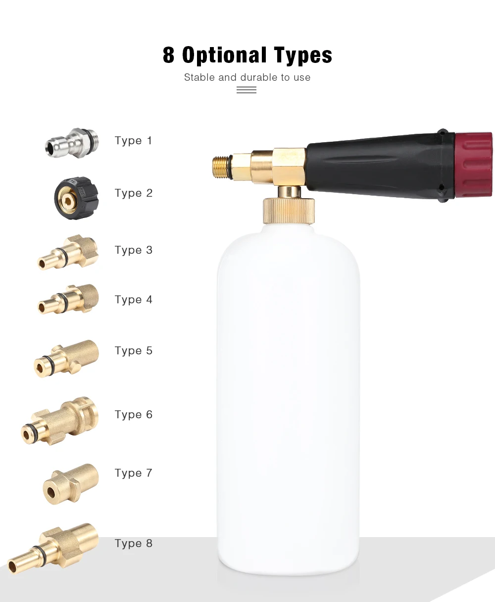 

Zeepin Snow Foam Lance Car Washer High Pressure 1000ML with Thread Adapter For Car Washing Machine