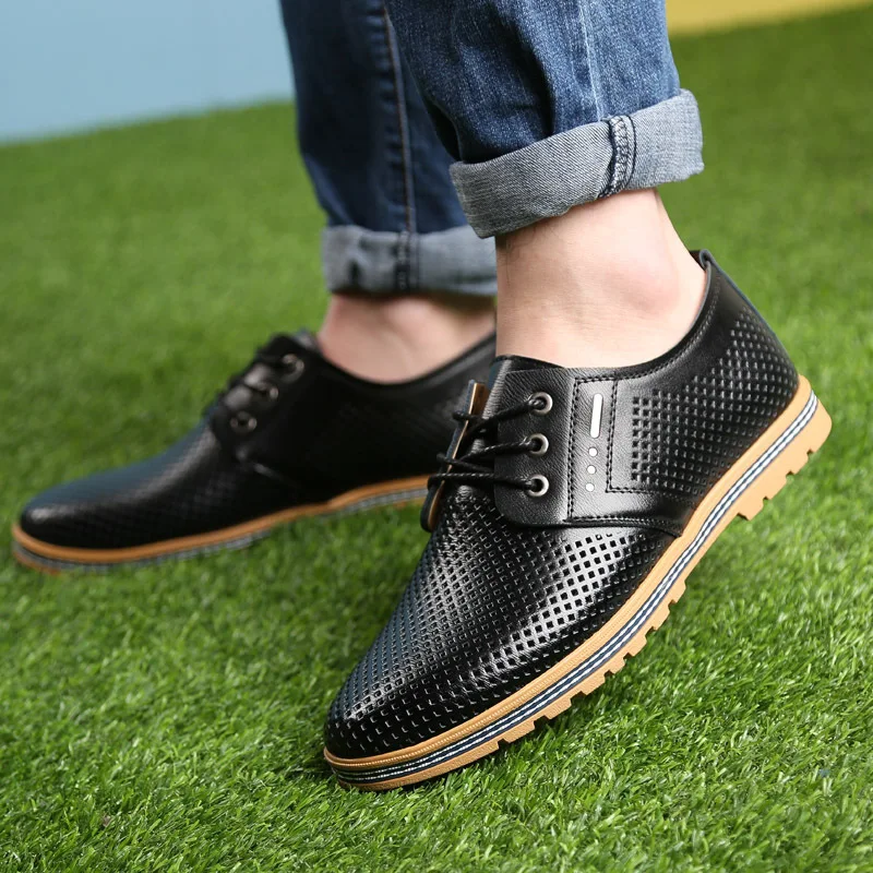 IMAXANNA/весенние мужские кожаные туфли дышащие оксфорды для мужчин; Повседневная модельная Свадебная обувь на шнурках наивысшего качества