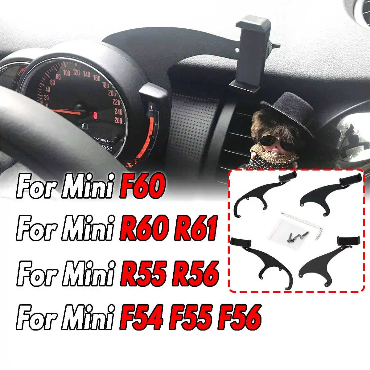 Skup 360 ° Mini mocowanie uchwyt samochodowy do telefonu samosterujące koło do samochodu z tyłu uchwyt do telefonu dla Mini Cooper R60 R61 R55 R56 F54 F55 F56 F60