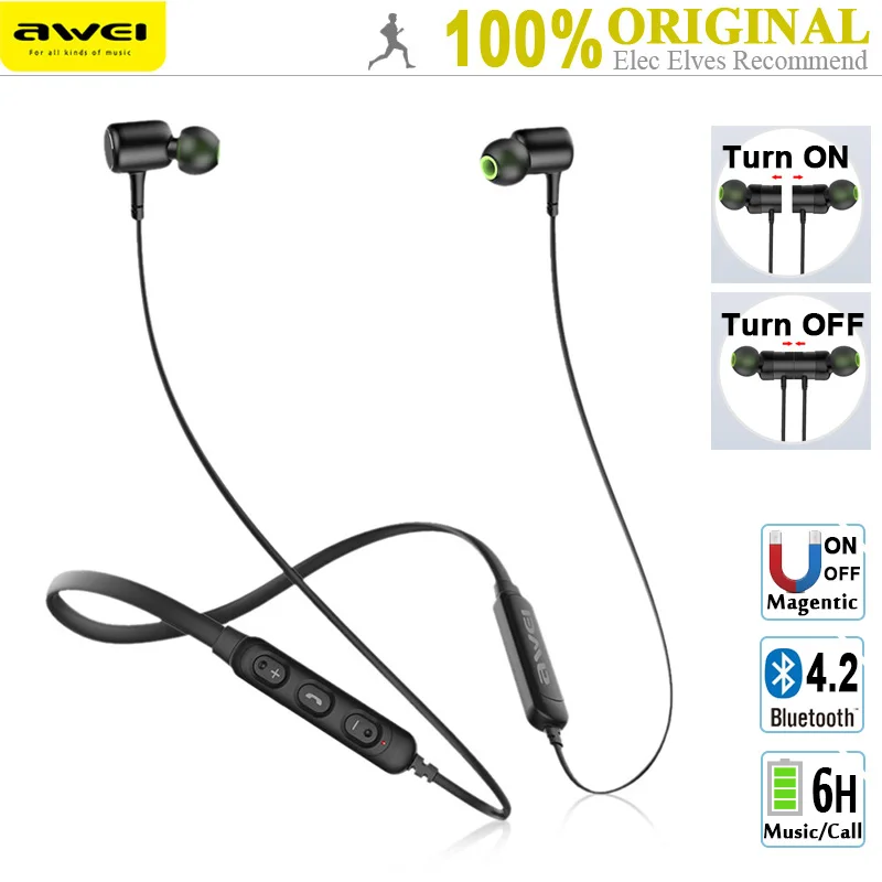 Awei G30BL Magent вкл/выкл беспроводные наушники (Bluetooth 4 2 Hands Free Call 6 часов музыки