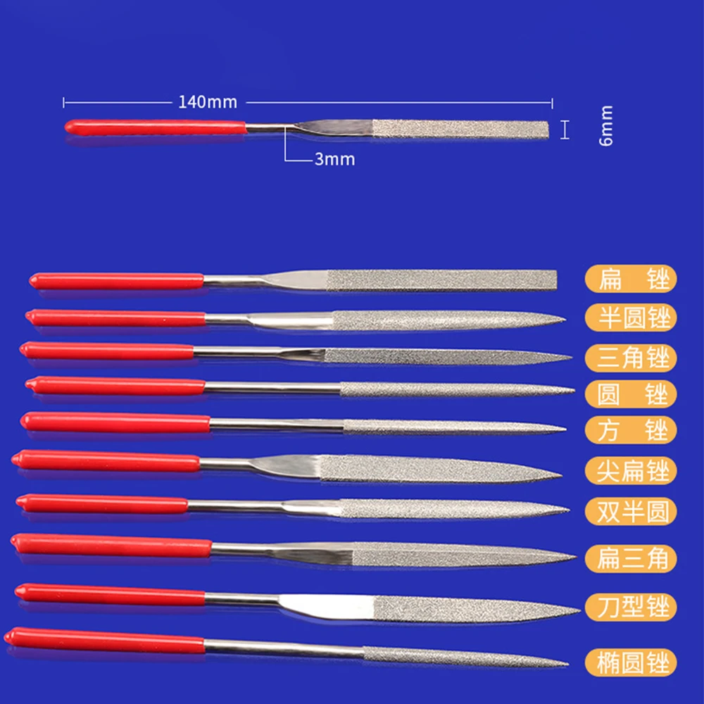 Shina 10pcs 3x140mm Diamond Needle File Coated Set Jewelry Precision Repair Tools Shina 10pcs 3x140mm Diamond Needle File Coated Set Jewelry Precision Repair Tools