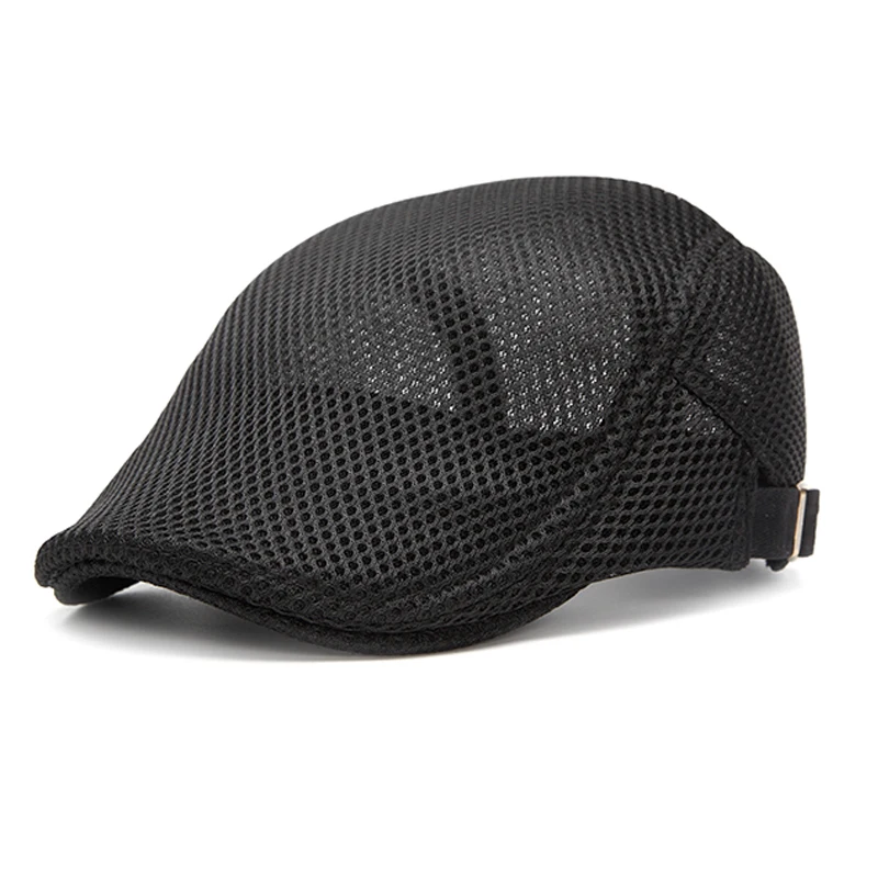 

Summer Spring Mesh Men Women Beret Cap, Breathable Adjustable Peaked Visor Flat Hat Casual Driving Berets Golf Newsboy Cap