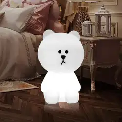 Детский светодиодный ночник с регулируемой яркостью, 100-240 В, в форме медведя, с рисунком животных, 5 Вт, декоративная лампа, белый цвет