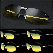 Очки ночного видения для вождения, антибликовые, мужские, металлические, день HD, поляризационные солнцезащитные очки, модные очки