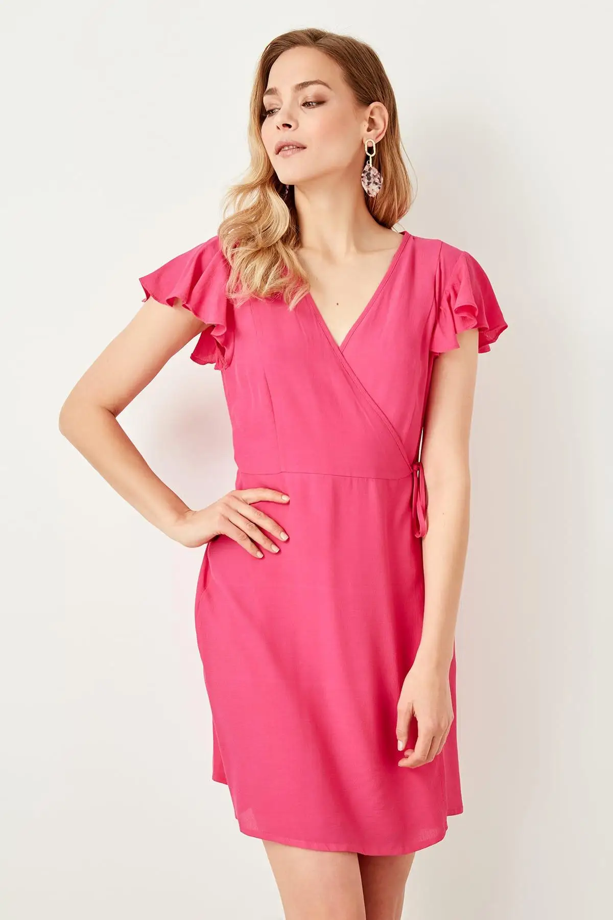 

Trendyol Fuchsia Lacing Detail Dress TWOSS19YD0066