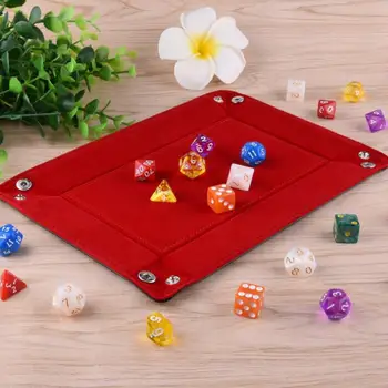 

Double Sided Dice Tray PU Leather Folding Rectangle Tray Velvet Dice Holder For RPG, DND, Chess Other Table Games And Storage