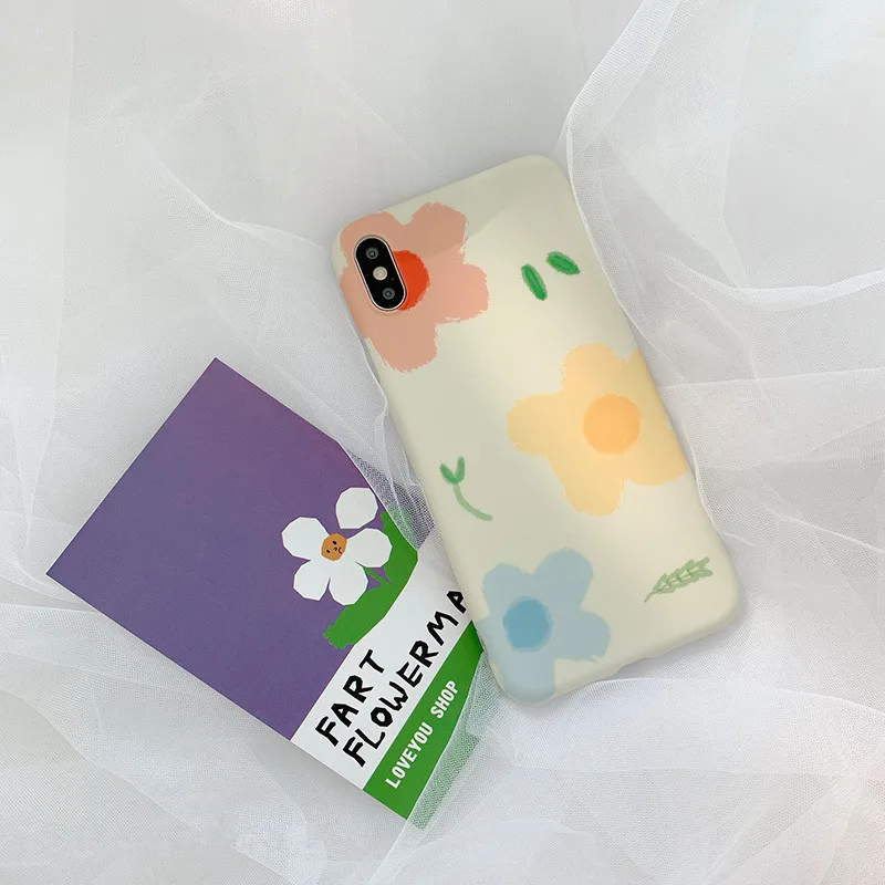 

Art Retro Abstract Flower Korean Phone Case For iPhone X XS XR Xsmax 7 7 Puls 6 6S 7 8 Puls Cases Retro Soft Silicone Cover