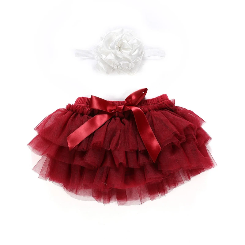 

2Pcs Girl Skirts Adorable Baby Lace Tutu Skirt Cotton High Waist Skirts Birthday Party Headband Newborn Photography Props 0-24M