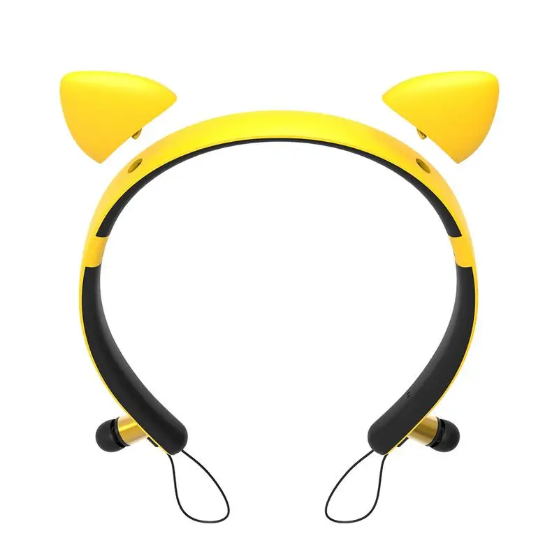 Беспроводные Bluetooth наушники Стерео милые кошачьи уши рога мигающие светящиеся