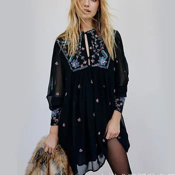 

DEAT 2020 New Spring And Summer Fashion Women Clothing Round Neck Lantern Sleeves Printed Chiffon Dress Female WD63601XXL