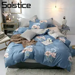 Solstice домашний текстиль набор пододеяльников для пуховых одеял наволочка кровать простыни синий цветок постельное белье Комплект женщина