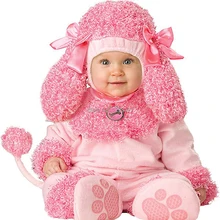 Новая детская одежда для маленьких девочек розовая милая собака животное костюм для хеллоуина костюмы косплей Purim праздничный костюм