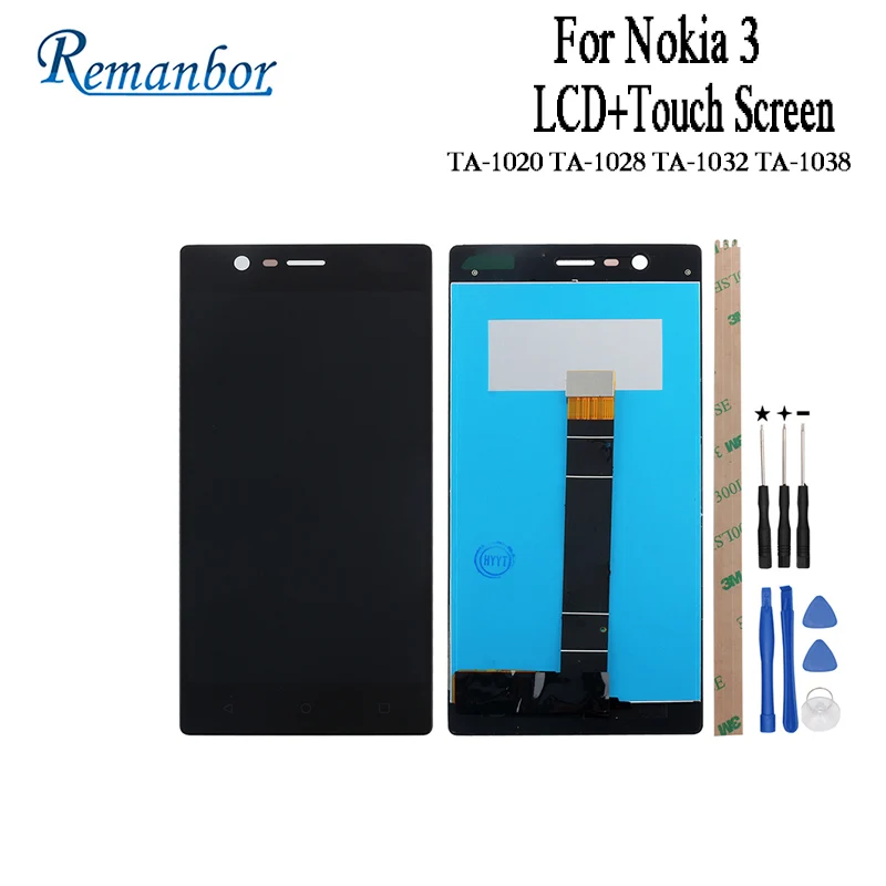 

Remanbor For Nokia 3 TA-1020 TA-1028 TA-1032 TA-1038 LCD Display and Touch Screen Assembly Repair Parts For Nokia 3 With Tools
