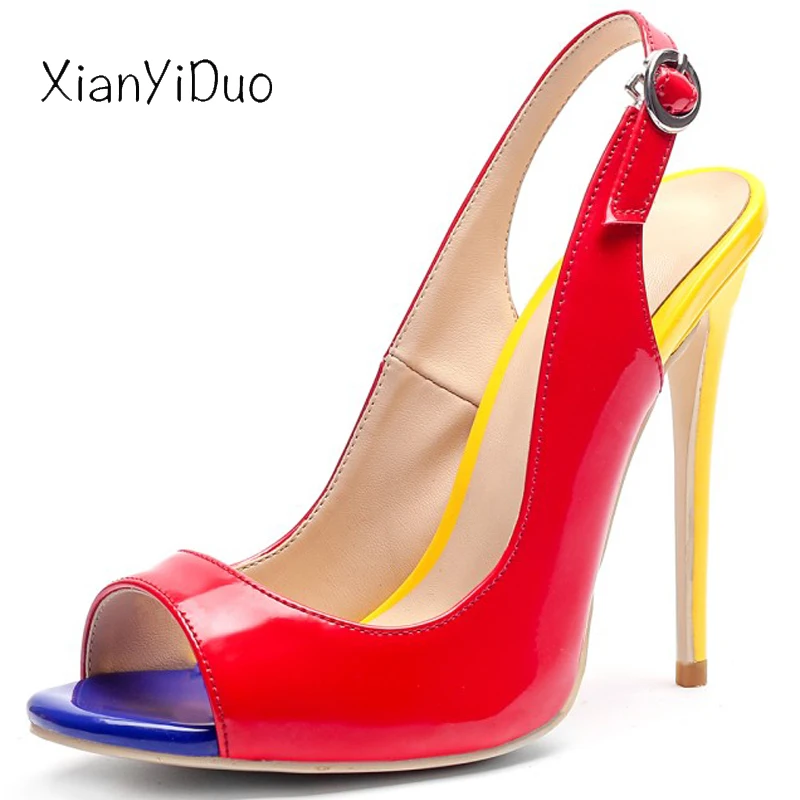 

2019 new Summer Women's shoes peep toe super high Heels thin sandals party red fashion sexy plus size 34-43 /A389