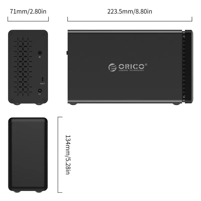  Sn200rc3 2 Bays Hdd funda tipo C Ard disco externo Dock funda con soporte Raid 20TB almacenamiento 