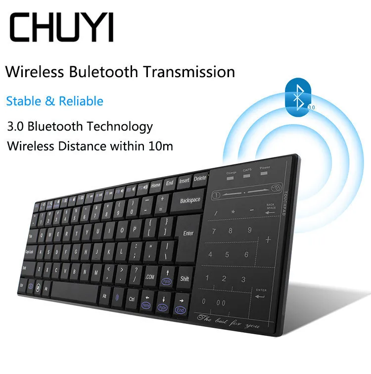 

CHUYI Bluetooth Wireless Keyboard Ultra Thin Computer Touchpad Mini Keypad For Macbook Android Phone Tablet Computer