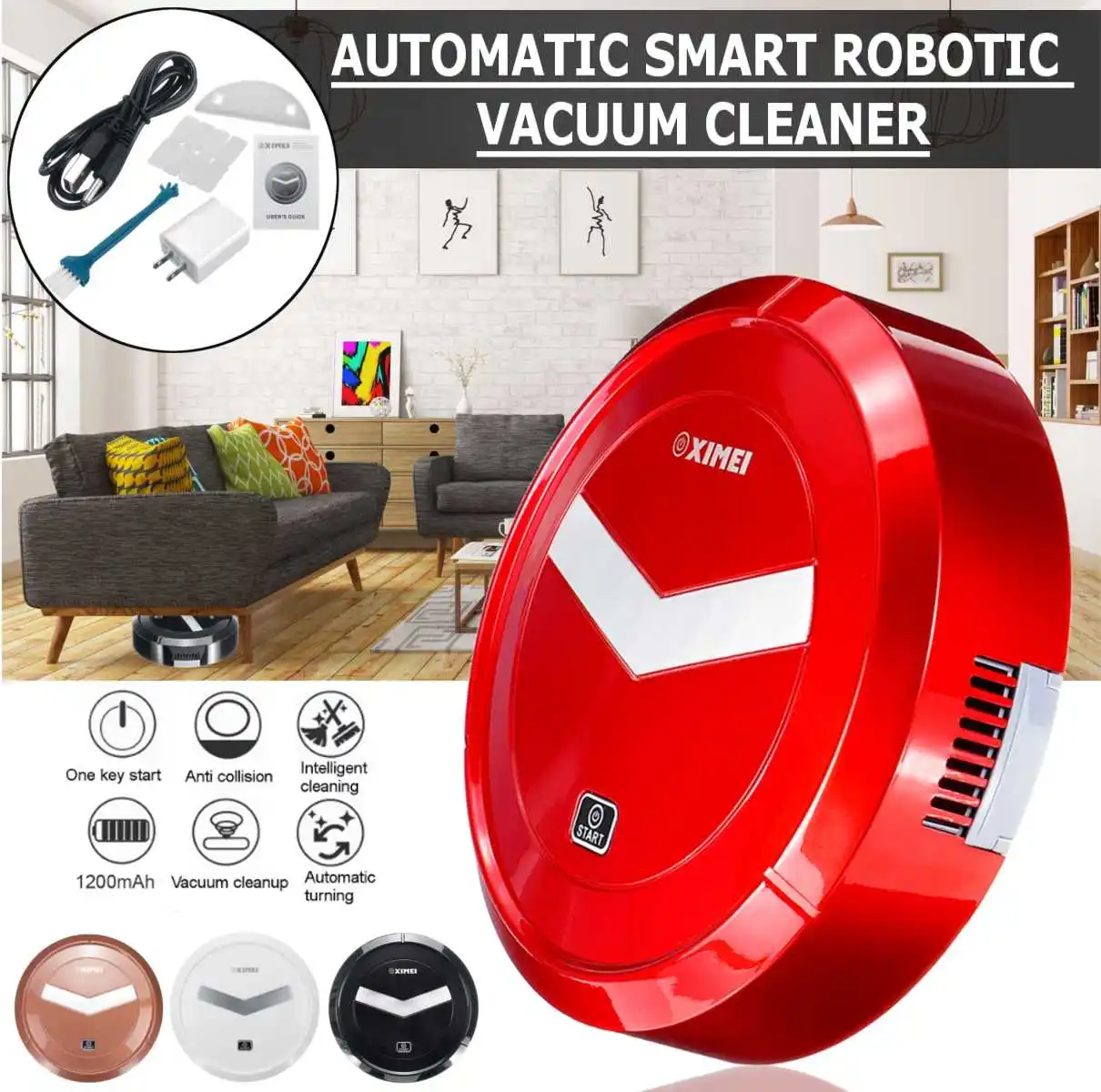 

Rechargeable Auto ASD Cleaning Robot Vacuum Cleaners Smart Sweeping Floor Dirt Dust Hair Automatic Cleaner For Home Electric