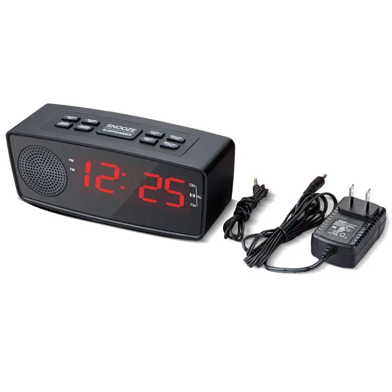 Clock Radios,Digital Fm Alarm Radio Clock Usb Charging Port,Led Display,Dimmer,Sleep Timer,Snooze Battery Backup Bedrooms,Tabl
