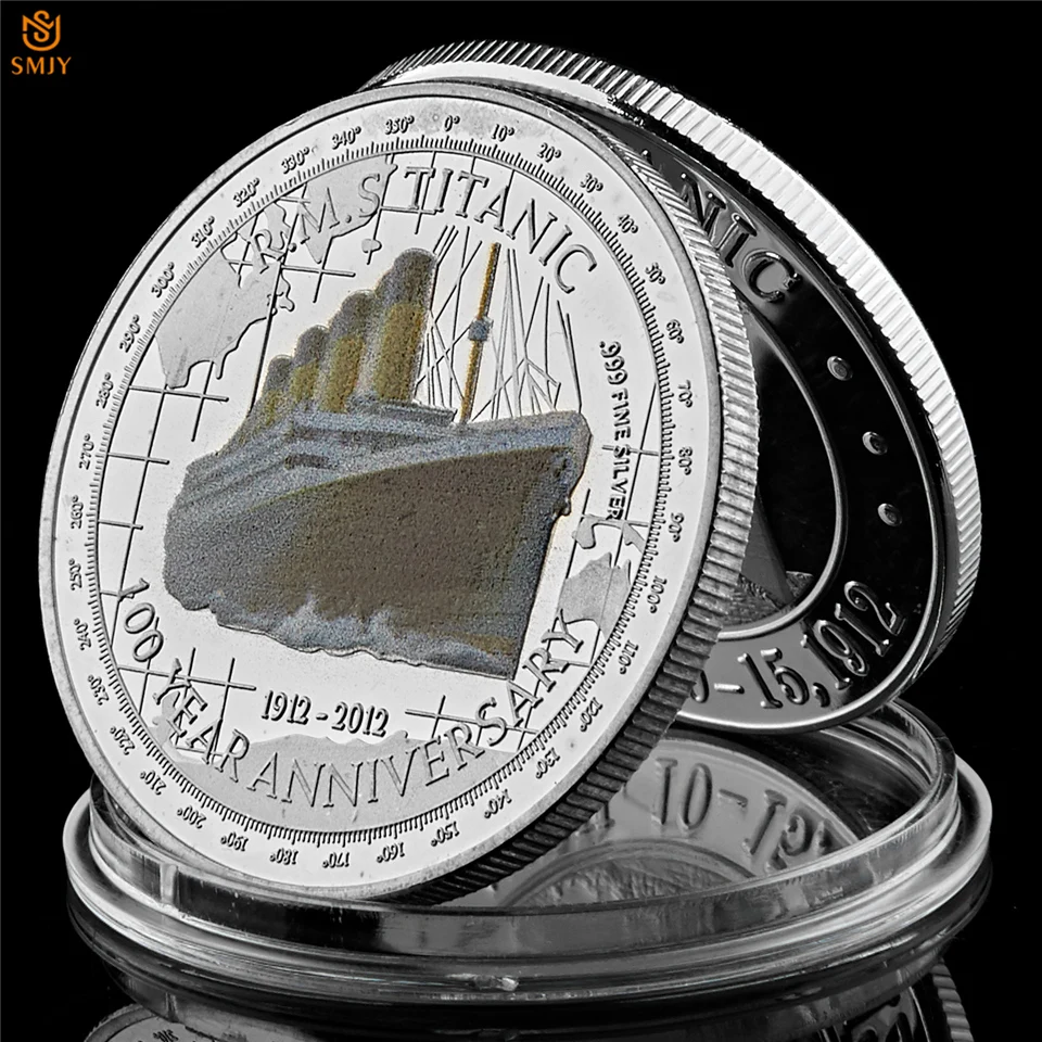 

1912-2012 R.M.S Titanic 100Year Anniversary Memory Queen Elizabeth II Portrait Silver Commemorative Coin Collectibles