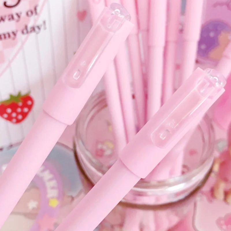 Frosted Pink Gel Pen 0.5mm Plastic Sweet Home Kawaii Neutral Pens For