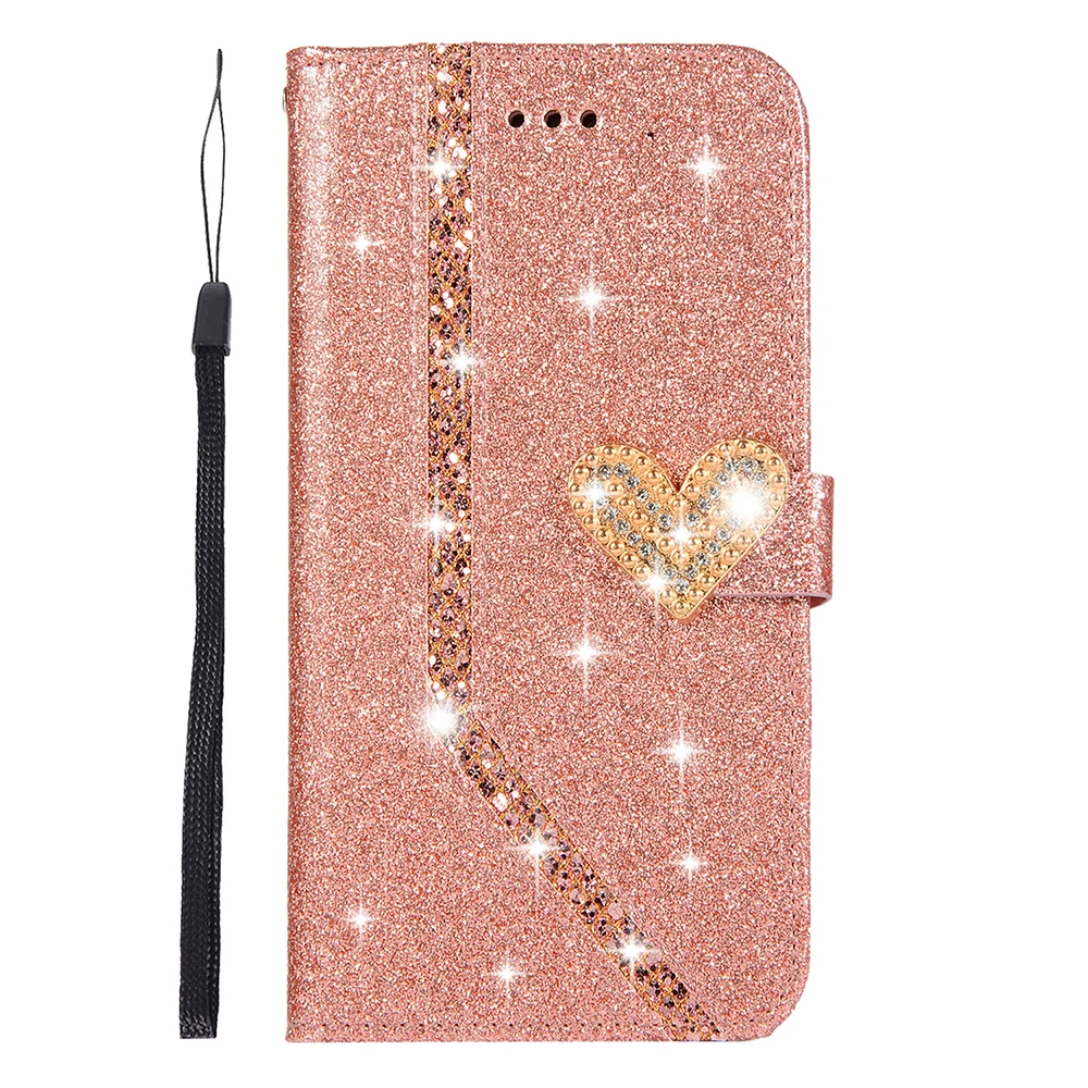 KISSCASE блестящий чехол из искусственной кожи для iPhone X XS XR Max Heart с пряжкой 5 5S SE