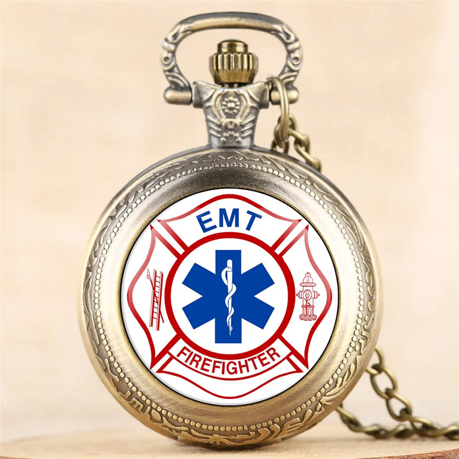 EMT кварцевые карманные часы Бронзовый/черный/серебристый/золотой дизайн пожарный кулон часы Подарки для мужчин для женщин дети дропшиппинг