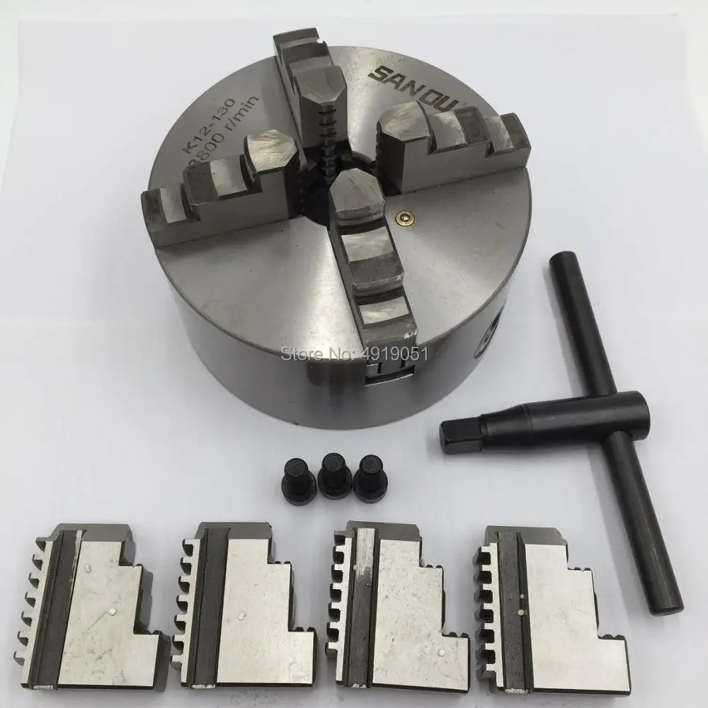

4 Jaw Manual Lathe Chuck 130mm K12-130 Self Centering Lathe Machine tool accessories for Clamping Square Parts & Axis Disk