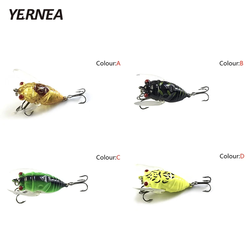 Yernea 1 шт. 4 цвета рыболовные приманки порты снасти 3D глаза насекомые Cicadas