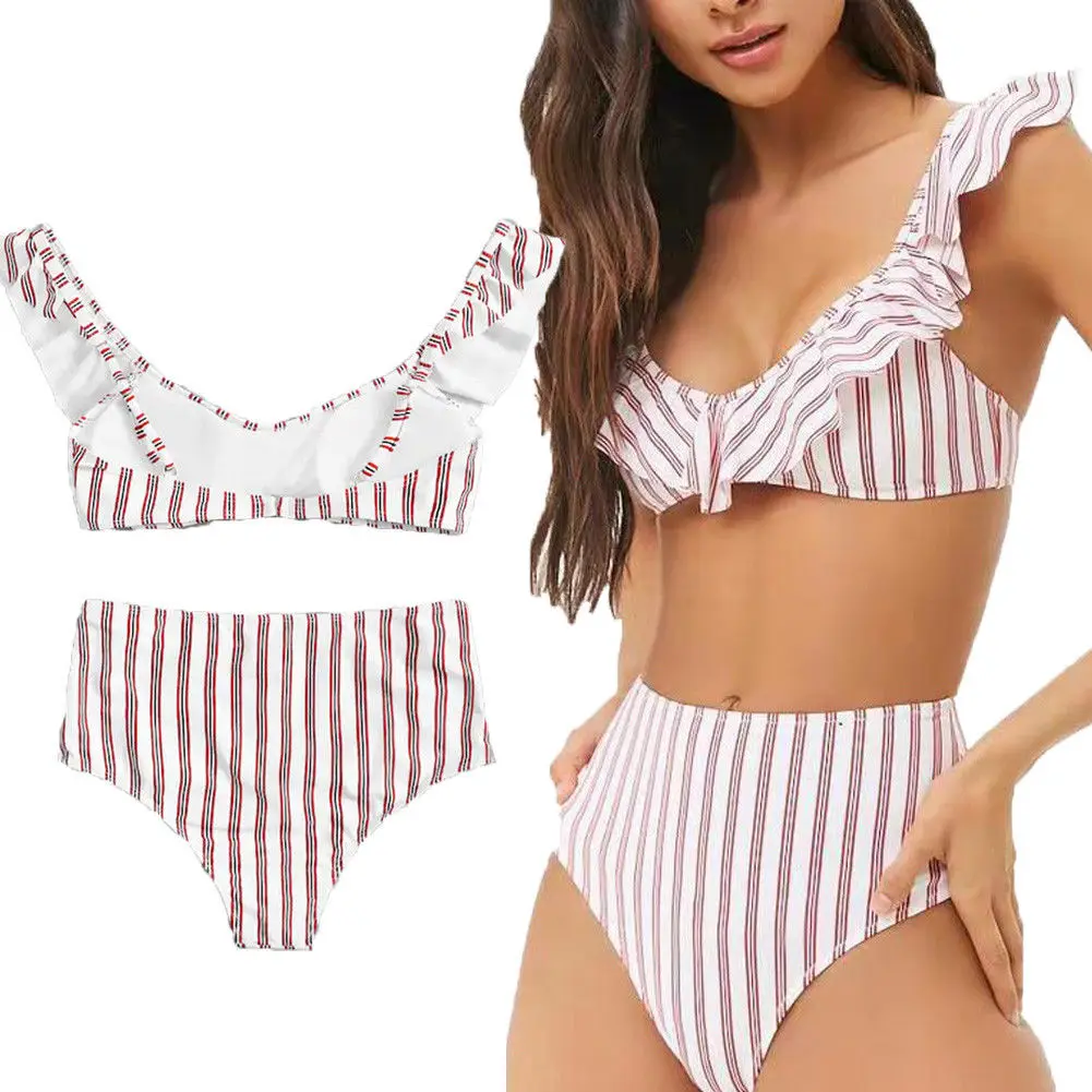 

Women Striped Bikini Set Bandage Push Up Padded Swimwear Swimsuit Bathing Suit Brazilian Swimming Suit