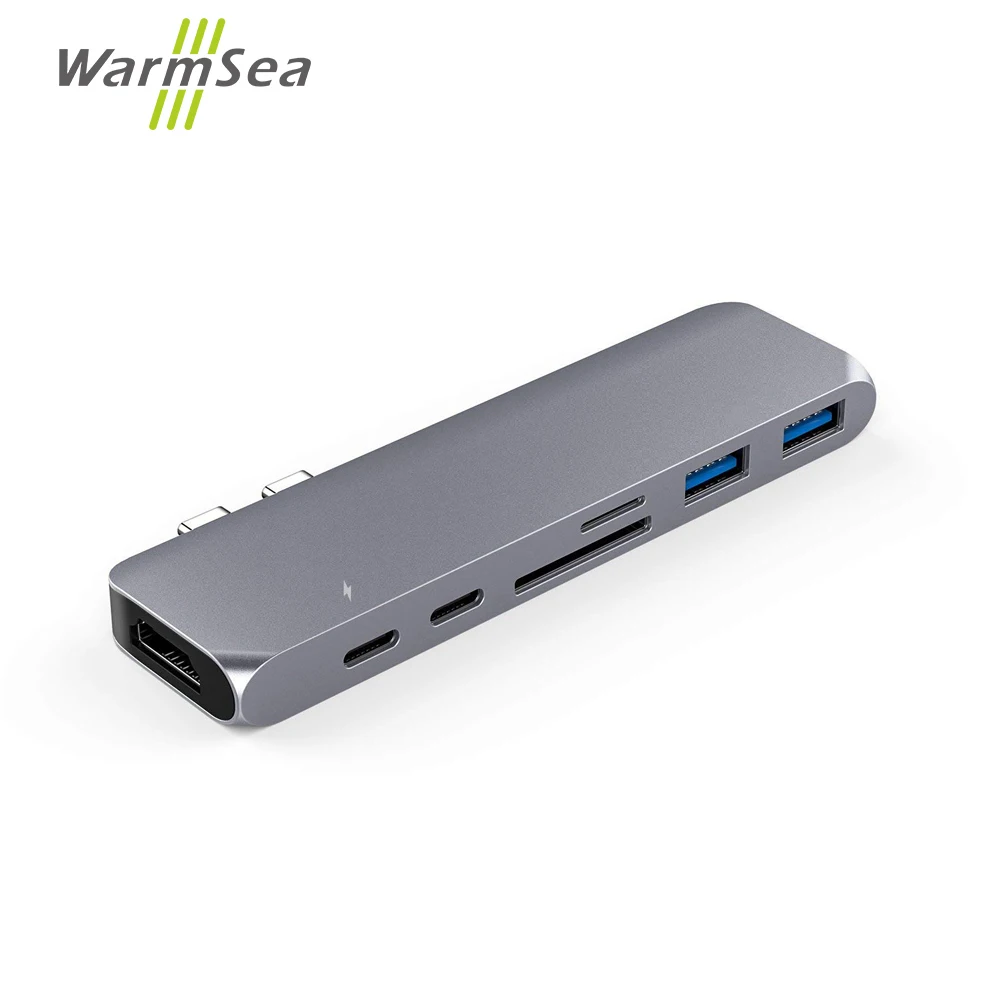 

USB Type C Hub Adapter Thunderbolt 3 Docking with USB-C 4K HDMI 2 USB 3.0 SD and MicroSD Card Reader for 2016/2017 MacBook Pro